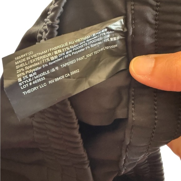 Theory Knit Tech Tapered Pants Black Size 2 Elastic Waist Ankle Trousers - Picture 6 of 6